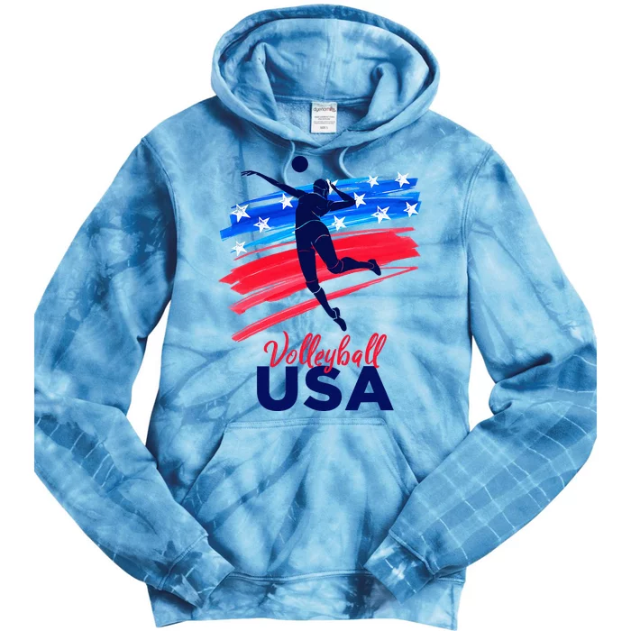 Volleyball Usa Support Tie Dye Hoodie