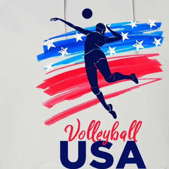 Volleyball Usa Support Performance Fleece Hoodie