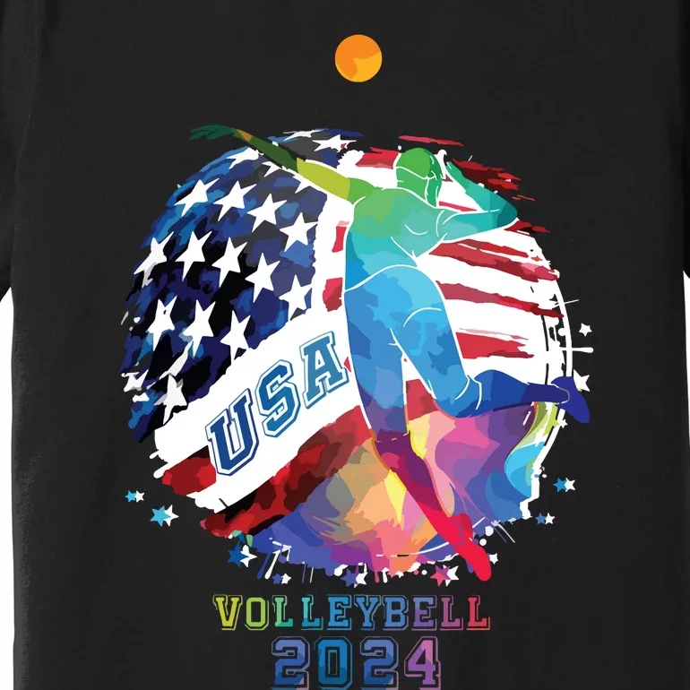 Volleyball Usa Support The United States American 2024 Premium T-Shirt