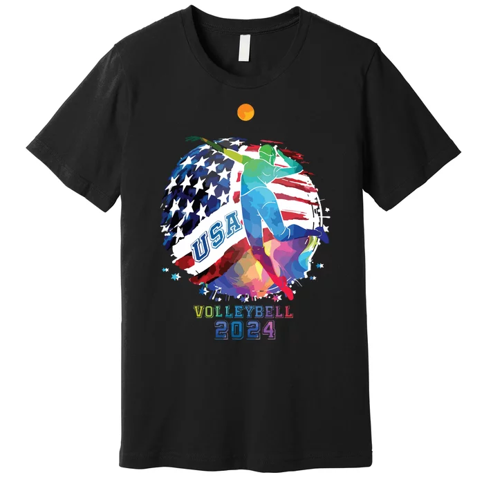 Volleyball Usa Support The United States American 2024 Premium T-Shirt