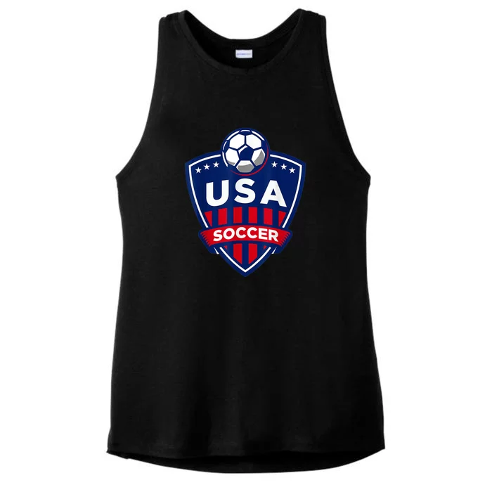 Vintage USA Soccer American Flag Football Jersey Ladies Tri-Blend Wicking Tank