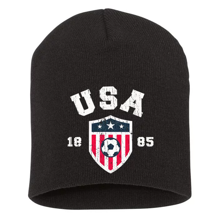 Vintage USA Soccer 1885 American Flag Football Short Acrylic Beanie