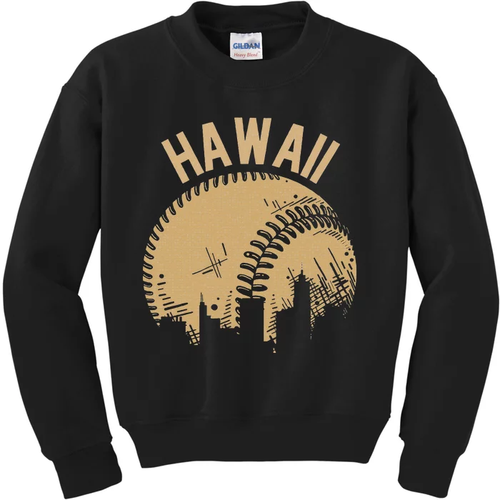 Vintage USA State Fan Player Coach Hawaii Baseball Kids Sweatshirt