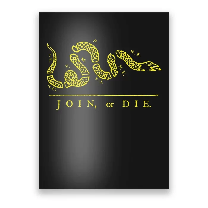 Vintage United States Ben Franklin 1754 Join Or Die Snake Poster