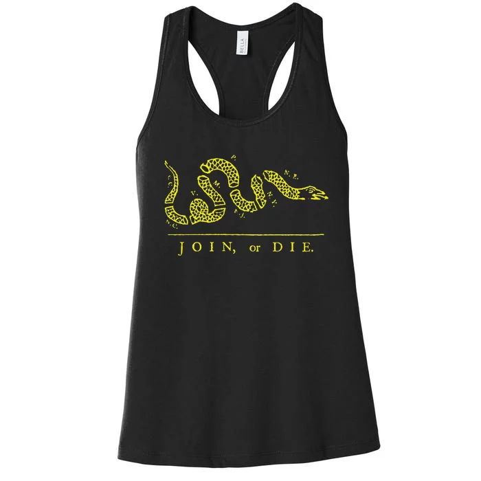 Vintage United States Ben Franklin 1754 Join Or Die Snake Women's Racerback Tank