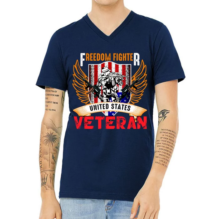 Veteran United States Freedom Fighter V-Neck T-Shirt