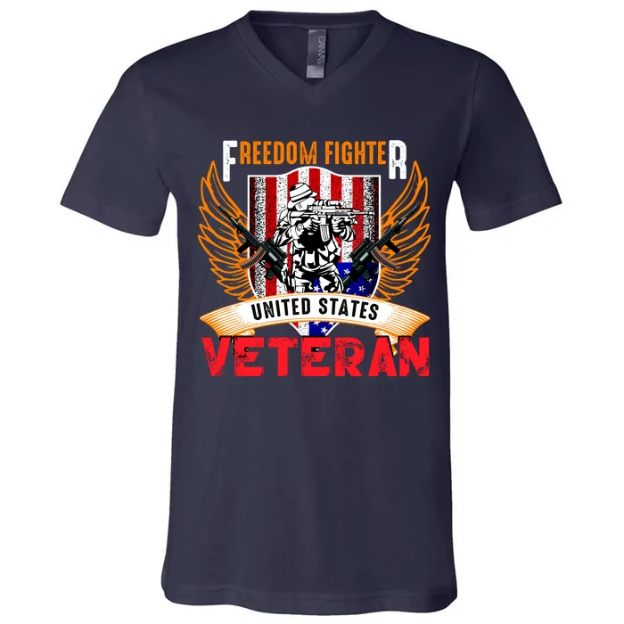 Veteran United States Freedom Fighter V-Neck T-Shirt