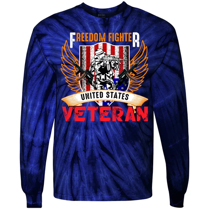 Veteran United States Freedom Fighter Tie-Dye Long Sleeve Shirt