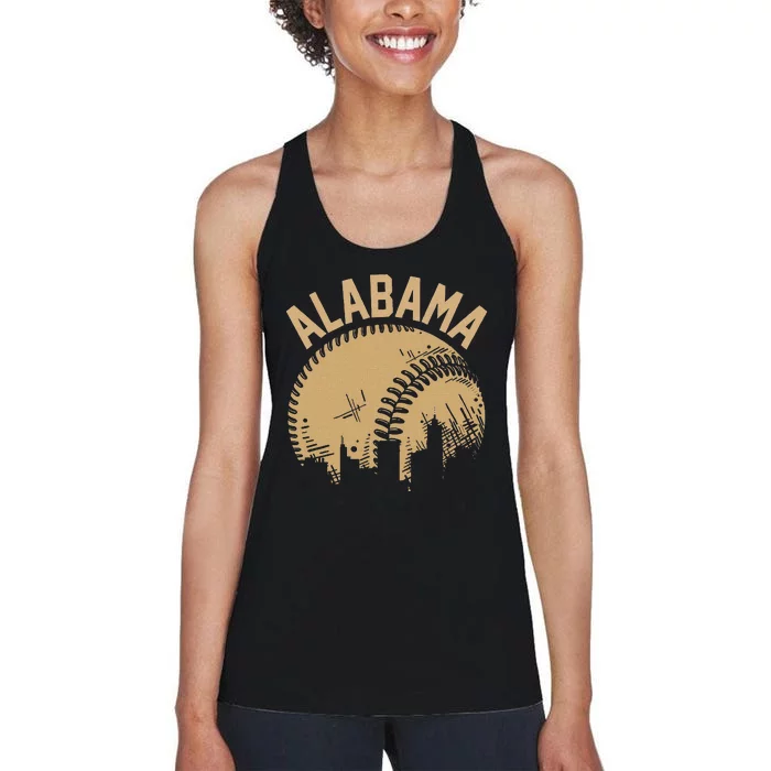 Vintage Usa State Fan Player Coach Alabama Baseball Women's Racerback Tank