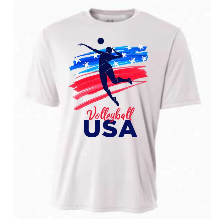 Volleyball Usa Support The Team U.S.A Flag Cooling Performance Crew T-Shirt