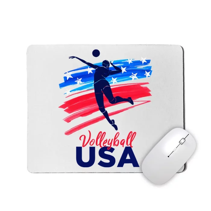 Volleyball Usa Support The Team U.S.A Flag Mousepad