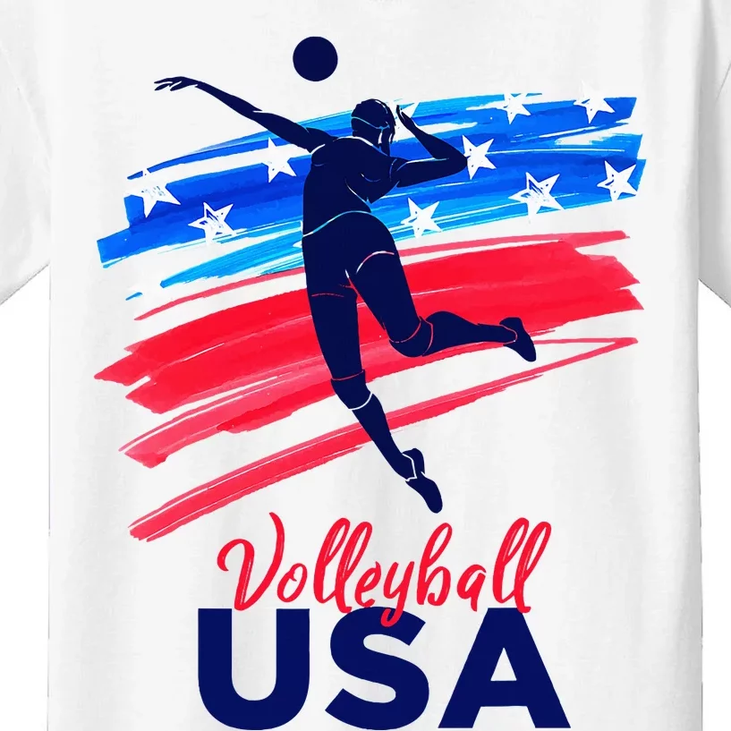 Volleyball Usa Support The Team U.S.A Flag Kids T-Shirt