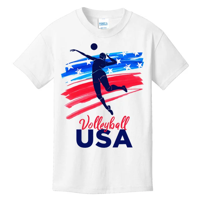 Volleyball Usa Support The Team U.S.A Flag Kids T-Shirt