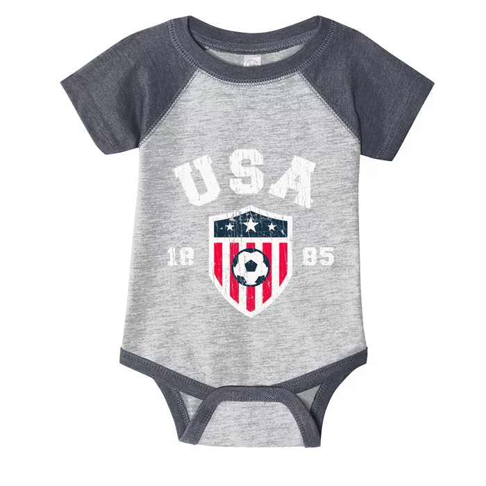 Vintage USA Soccer 1885 American Flag Football Infant Baby Jersey Bodysuit