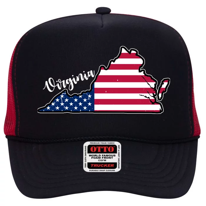 Virginia United States Map High Crown Mesh Trucker Hat