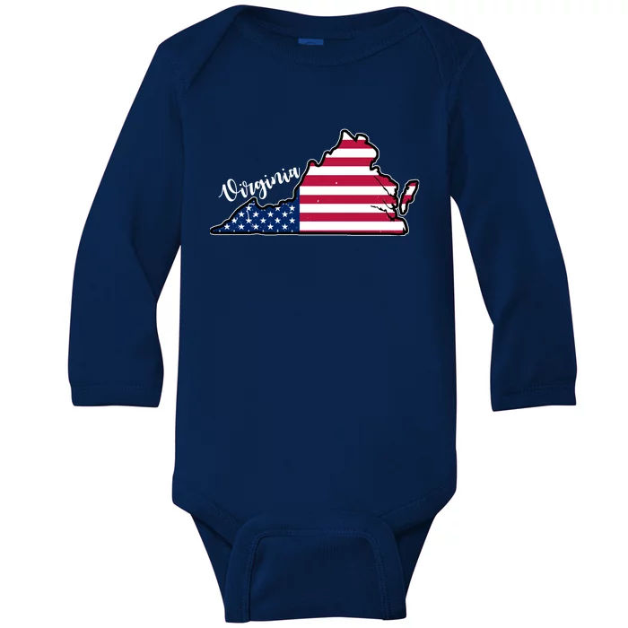 Virginia United States Map Baby Long Sleeve Bodysuit