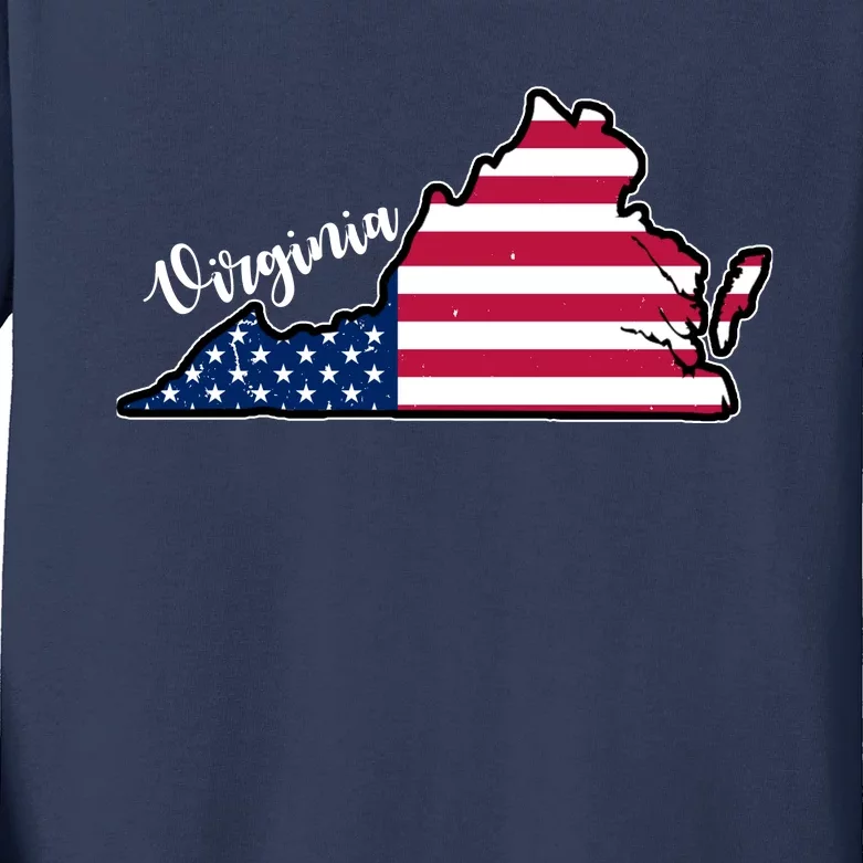 Virginia United States Map Kids Long Sleeve Shirt