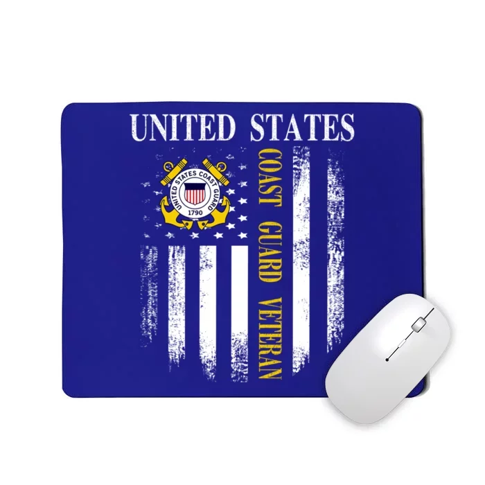 Vintage United States Coast Guard Veteran With American Flag Meaningful Gift Mousepad