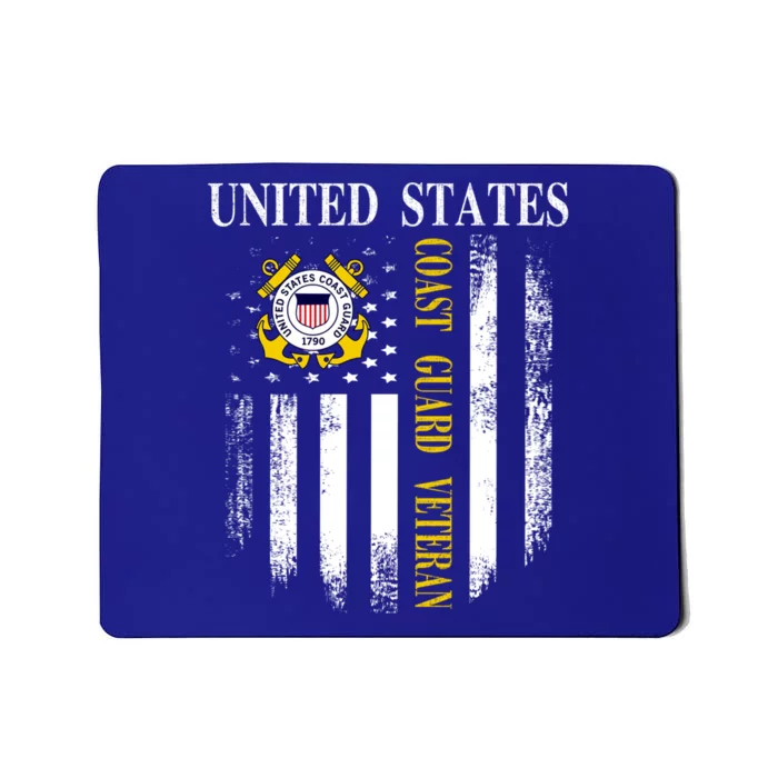 Vintage United States Coast Guard Veteran With American Flag Meaningful Gift Mousepad