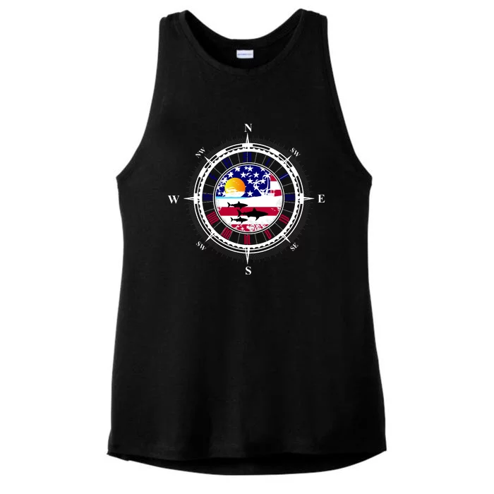 Vintage United States Compass Ladies Tri-Blend Wicking Tank