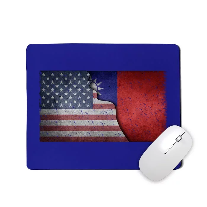 Vintage Usa Taiwan Flag Distressed American Taiwanese Flag Gift Mousepad