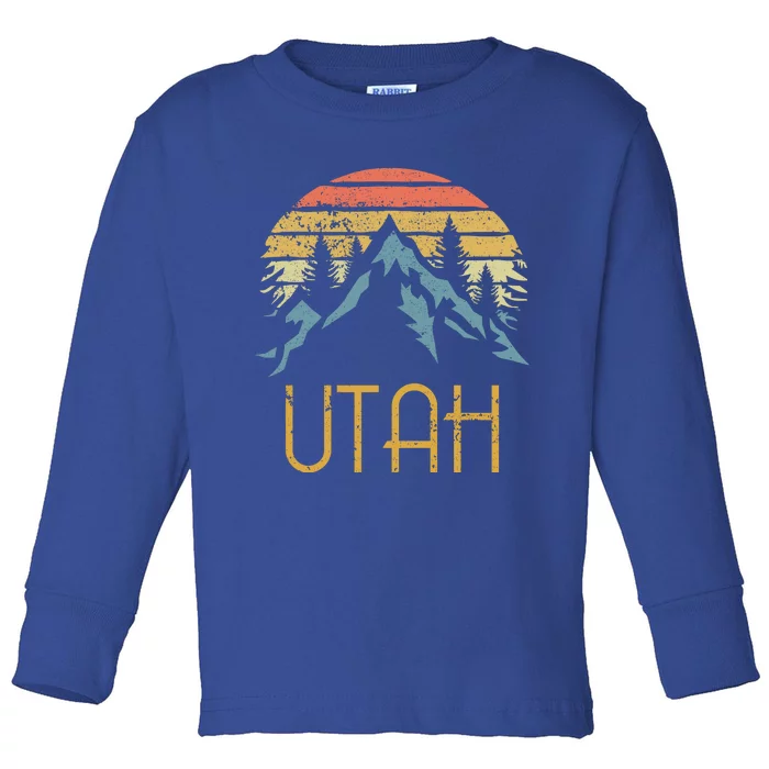 Vintage Ut Utah Mountains Outdoor Adventure Gift Toddler Long Sleeve Shirt