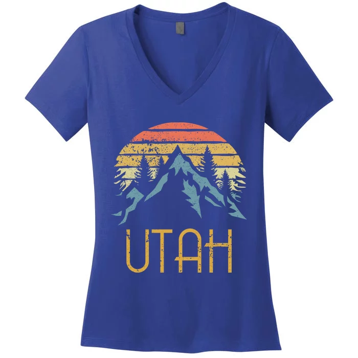 Vintage Ut Utah Mountains Outdoor Adventure Gift Women's V-Neck T-Shirt