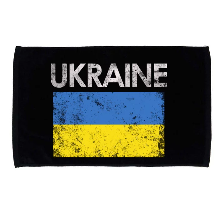 Vintage Ukraine Ukrainian Flag Pride Gift Great Gift Microfiber Hand Towel