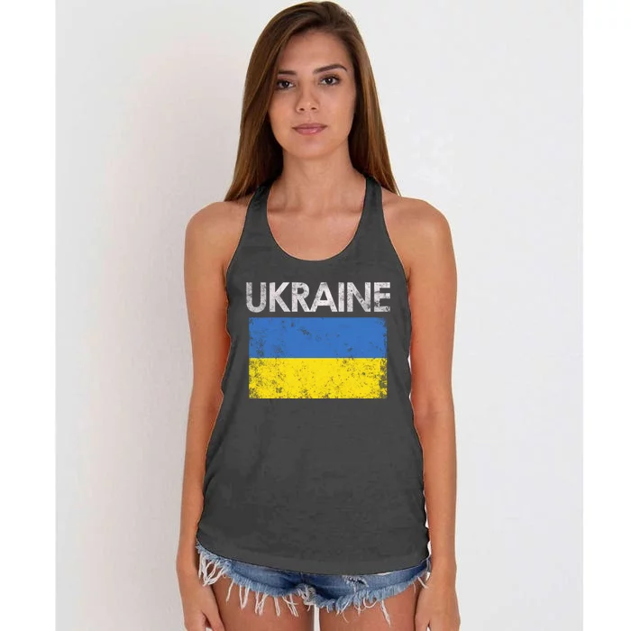 Vintage Ukraine Ukrainian Flag Pride Gift Great Gift Women's Knotted Racerback Tank