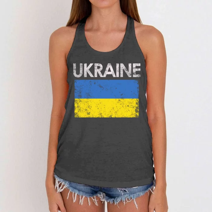 Vintage Ukraine Ukrainian Flag Pride Gift Great Gift Women's Knotted Racerback Tank