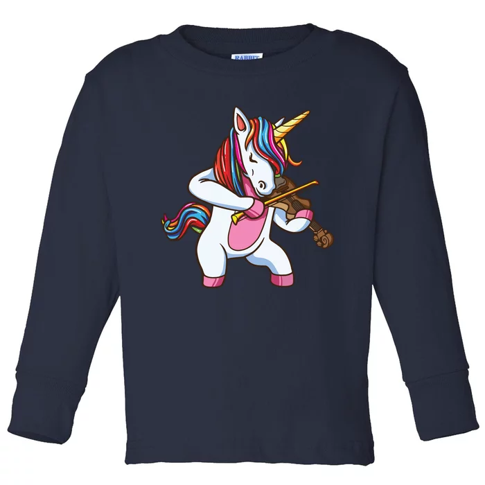 Violinist Unicorn Violin Viola Player Music Lover Gift Toddler Long Sleeve Shirt