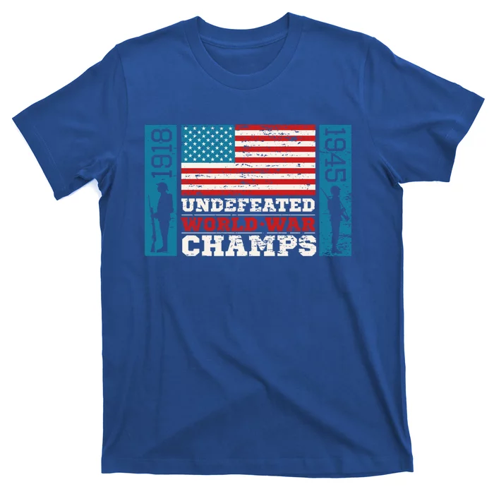 Vintage Undefeated World War Champs 4th July American Flag Cute Gift T-Shirt