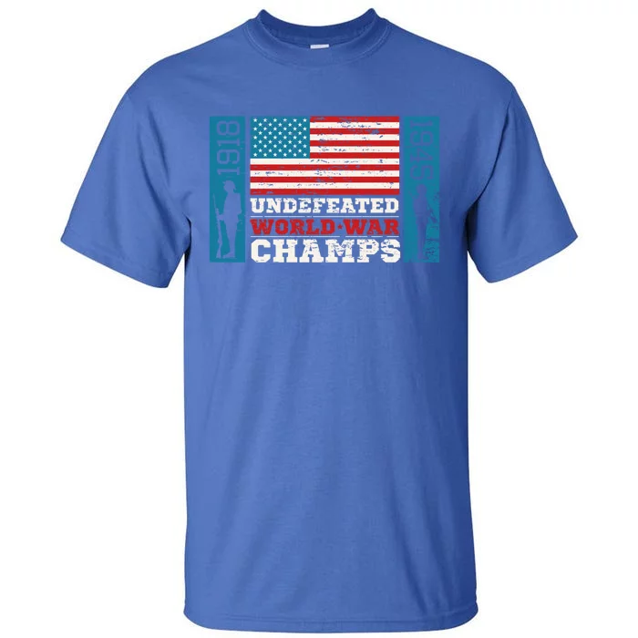 Vintage Undefeated World War Champs 4th July American Flag Cute Gift Tall T-Shirt