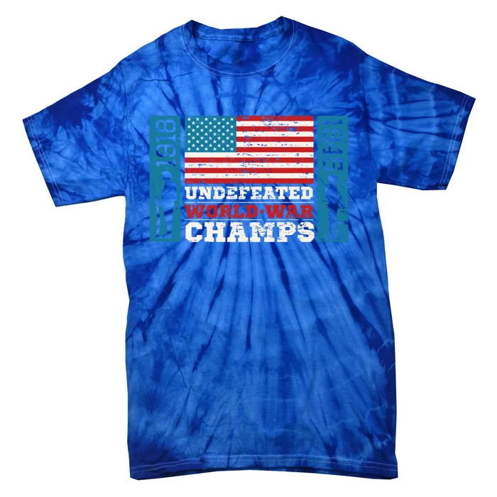 Vintage Undefeated World War Champs 4th July American Flag Cute Gift Tie-Dye T-Shirt