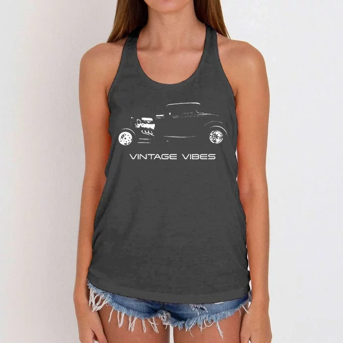 Vintage Vibes Automotive Nostalgia Classic Hotrod Car Women's Knotted Racerback Tank