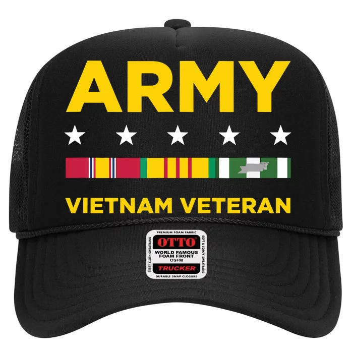 Vietnam Veteran Army High Crown Mesh Trucker Hat