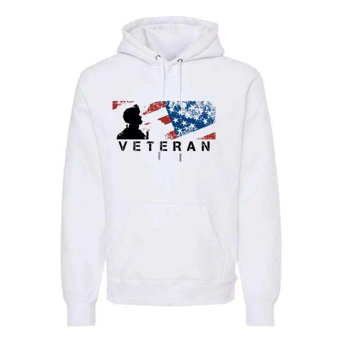 Veteran Vintage American Flag, Veterans Day Premium Hoodie