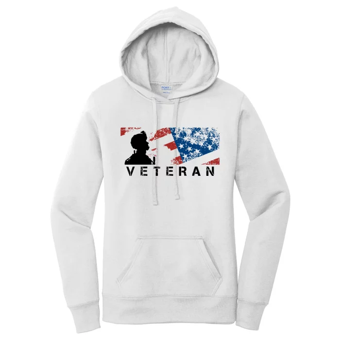 Veteran Vintage American Flag, Veterans Day Women's Pullover Hoodie