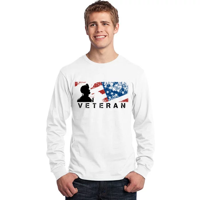 Veteran Vintage American Flag, Veterans Day Tall Long Sleeve T-Shirt