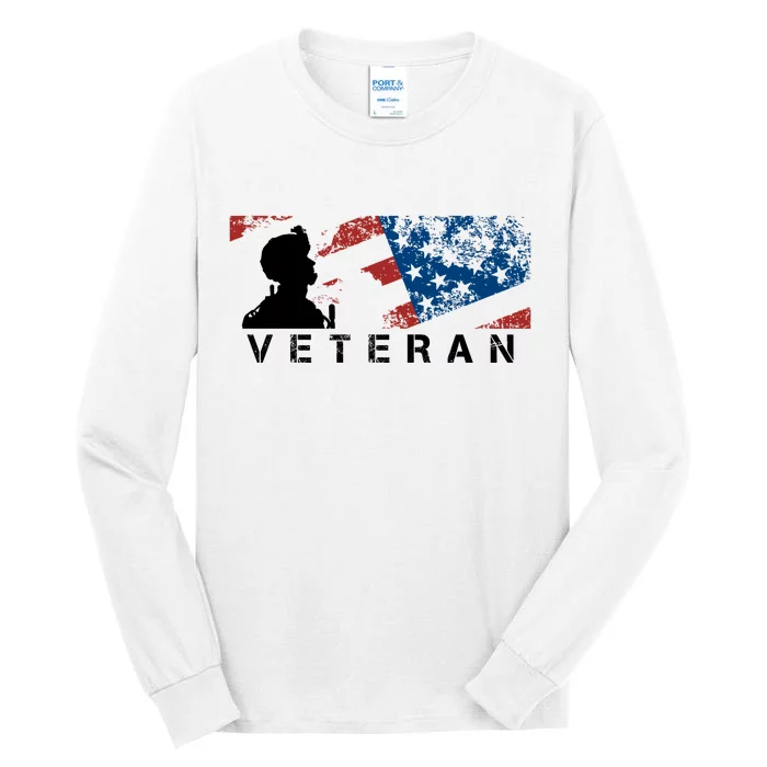 Veteran Vintage American Flag, Veterans Day Tall Long Sleeve T-Shirt