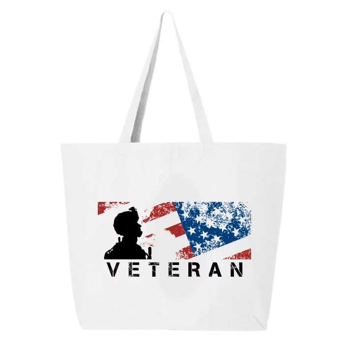 Veteran Vintage American Flag, Veterans Day 25L Jumbo Tote