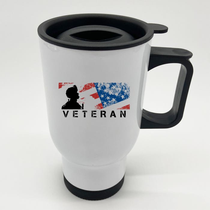 Veteran Vintage American Flag, Veterans Day Front & Back Stainless Steel Travel Mug