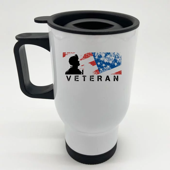 Veteran Vintage American Flag, Veterans Day Front & Back Stainless Steel Travel Mug