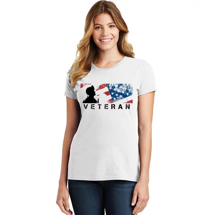 Veteran Vintage American Flag, Veterans Day Women's T-Shirt