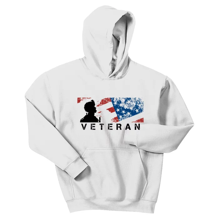 Veteran Vintage American Flag, Veterans Day Kids Hoodie