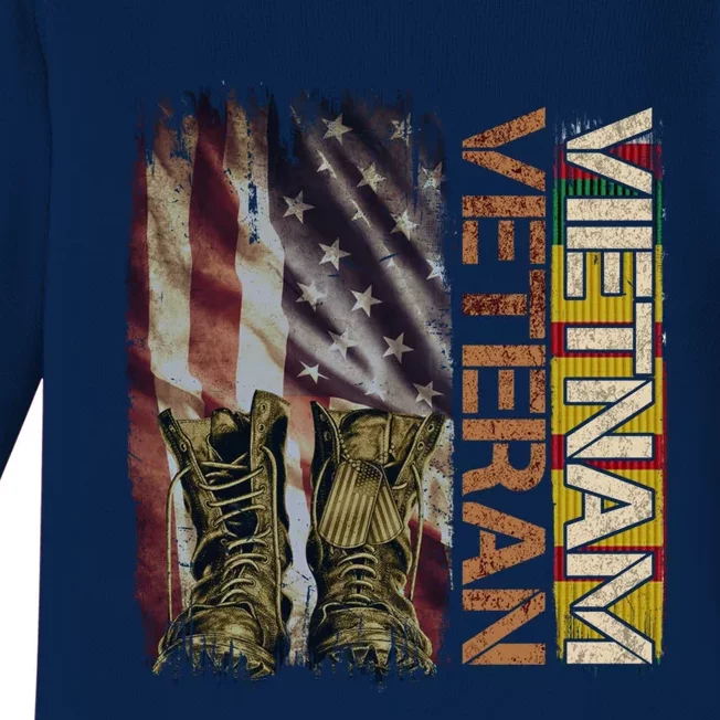 Vietnam Veteran America Flag Us Veterans Day Gift Baby Long Sleeve Bodysuit