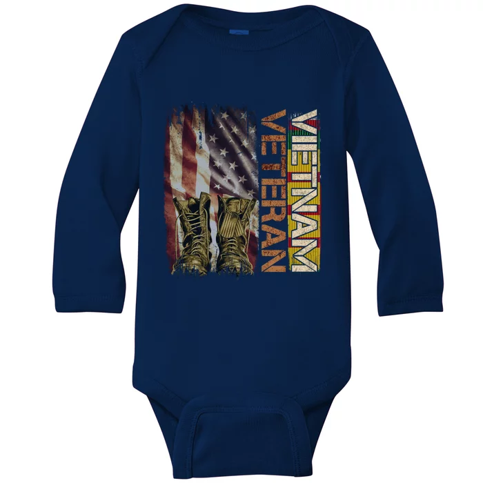 Vietnam Veteran America Flag Us Veterans Day Gift Baby Long Sleeve Bodysuit