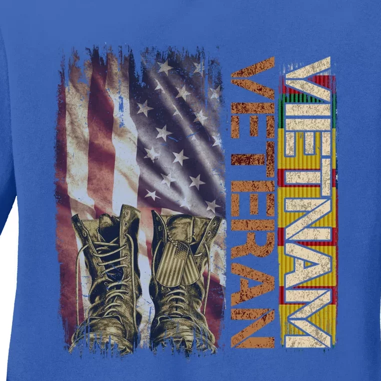 Vietnam Veteran America Flag Us Veterans Day Gift Ladies Long Sleeve Shirt