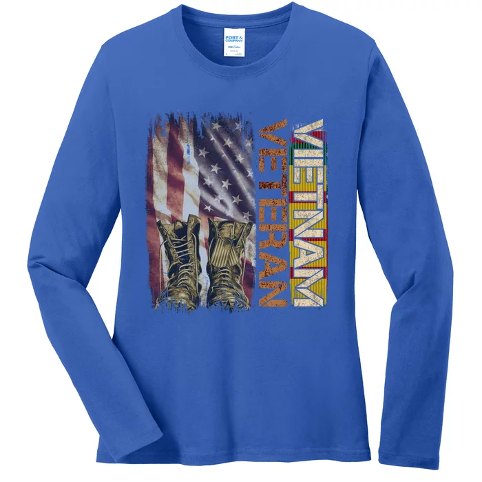 Vietnam Veteran America Flag Us Veterans Day Gift Ladies Long Sleeve Shirt