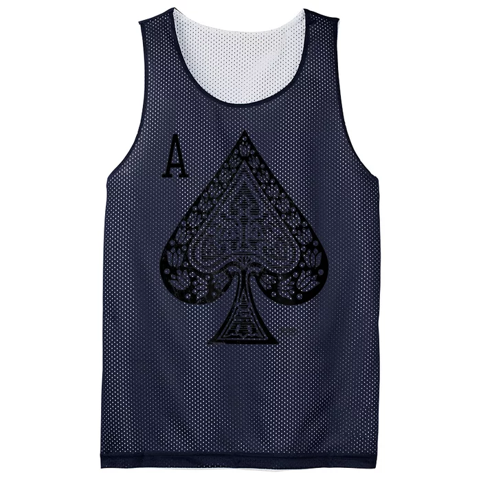 Vintage Victorian Ace Of Spades Poker Mesh Reversible Basketball Jersey Tank